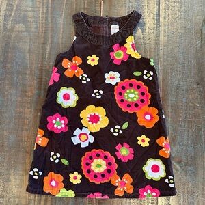 Gymboree Vibrant Floral Brown Corduroy Dress